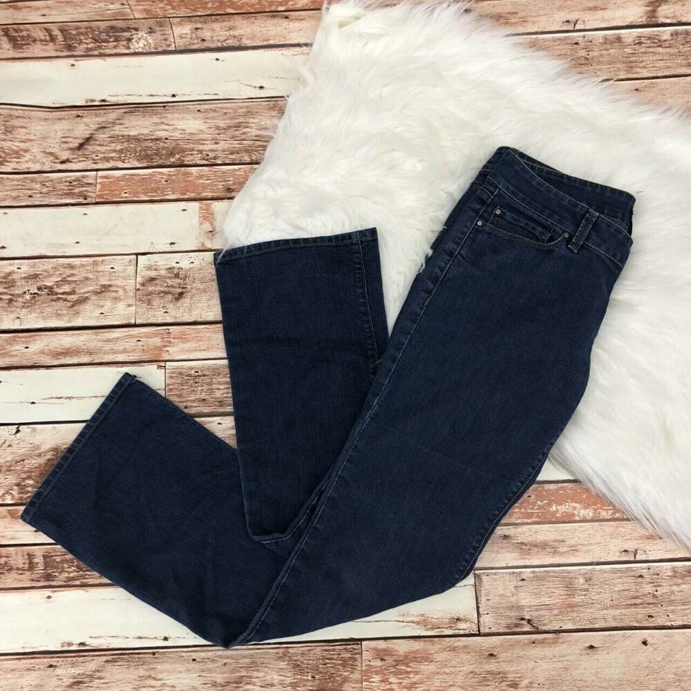Ann Taylor Women's Modern Fit Flare Wide Leg Jeans Sz 4 Stretch Mid Rise Zip Fly